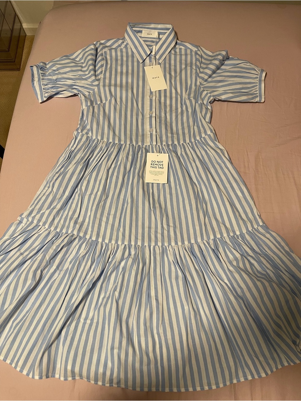 Maya Sky Blue & White Striped Shirt Dress